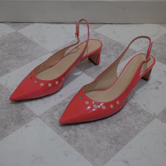 { Kate Spade Heels } Chunky Kitten Slingback Pink Heels - Picture 5 of 12